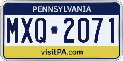 PA license plate MXQ2071