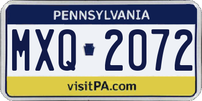 PA license plate MXQ2072
