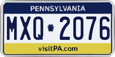 PA license plate MXQ2076