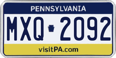 PA license plate MXQ2092