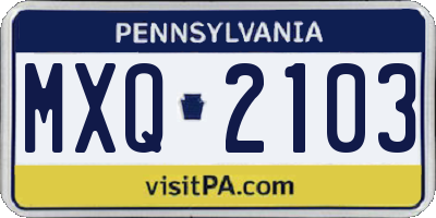 PA license plate MXQ2103