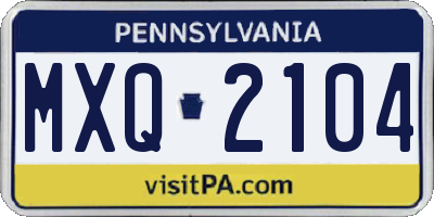 PA license plate MXQ2104