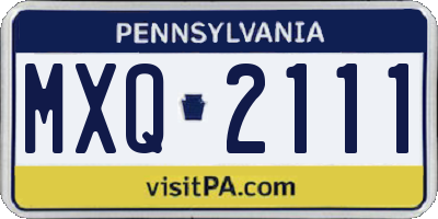 PA license plate MXQ2111