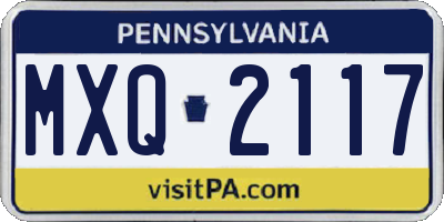 PA license plate MXQ2117