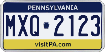 PA license plate MXQ2123