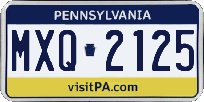 PA license plate MXQ2125