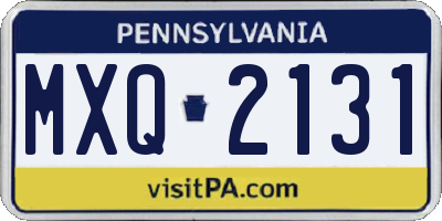 PA license plate MXQ2131