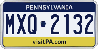 PA license plate MXQ2132