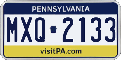 PA license plate MXQ2133