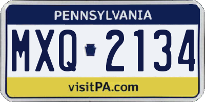PA license plate MXQ2134