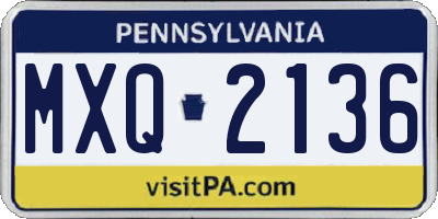 PA license plate MXQ2136
