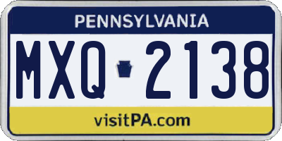 PA license plate MXQ2138