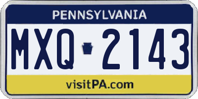 PA license plate MXQ2143