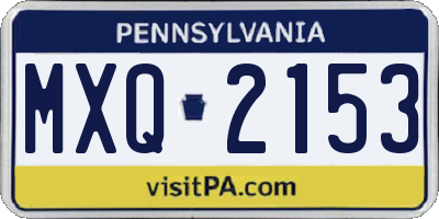 PA license plate MXQ2153
