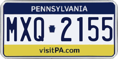 PA license plate MXQ2155