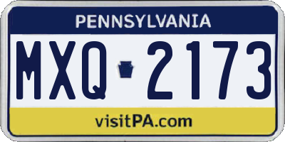 PA license plate MXQ2173