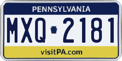 PA license plate MXQ2181