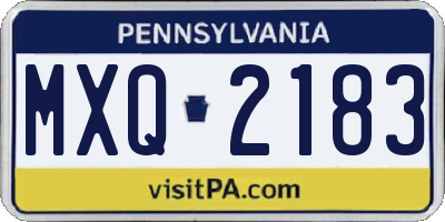 PA license plate MXQ2183