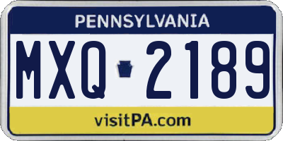 PA license plate MXQ2189