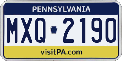 PA license plate MXQ2190