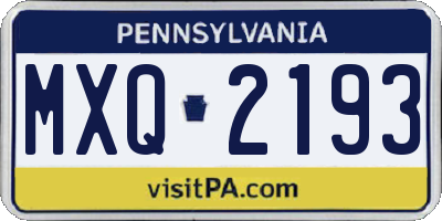 PA license plate MXQ2193