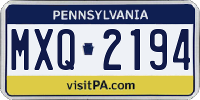 PA license plate MXQ2194