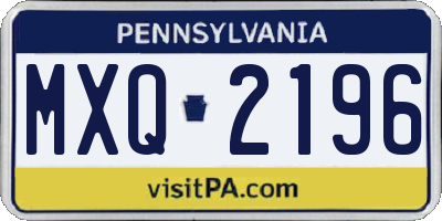 PA license plate MXQ2196