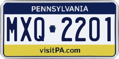 PA license plate MXQ2201