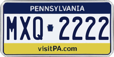 PA license plate MXQ2222