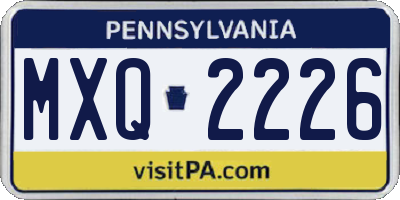 PA license plate MXQ2226
