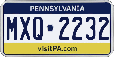 PA license plate MXQ2232