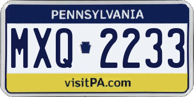 PA license plate MXQ2233