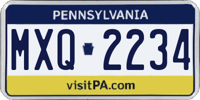 PA license plate MXQ2234