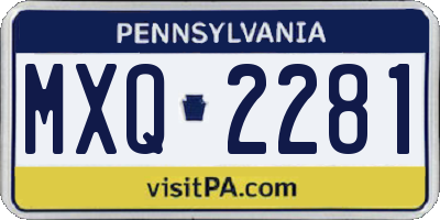 PA license plate MXQ2281
