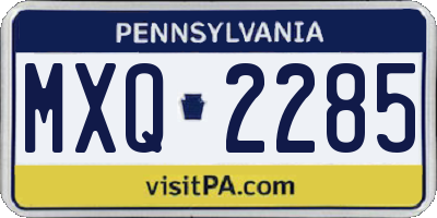 PA license plate MXQ2285