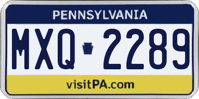 PA license plate MXQ2289