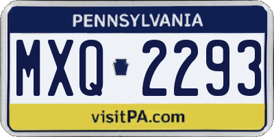 PA license plate MXQ2293