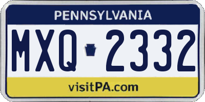 PA license plate MXQ2332