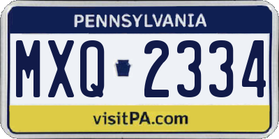PA license plate MXQ2334