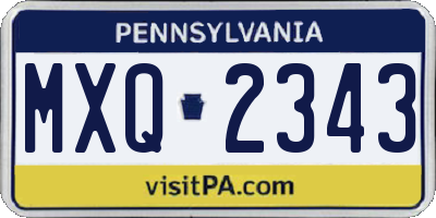 PA license plate MXQ2343