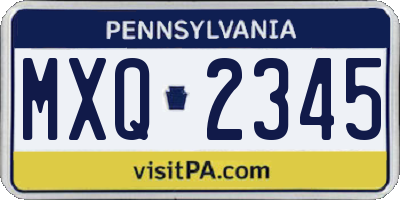 PA license plate MXQ2345