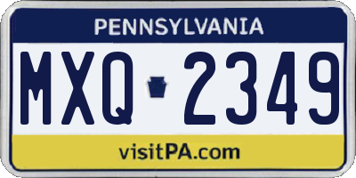 PA license plate MXQ2349