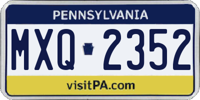 PA license plate MXQ2352