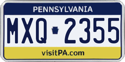 PA license plate MXQ2355