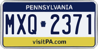 PA license plate MXQ2371