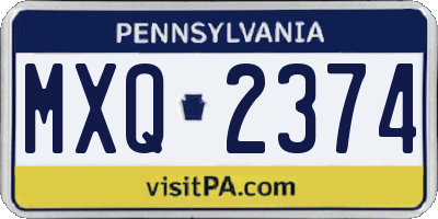 PA license plate MXQ2374