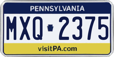 PA license plate MXQ2375