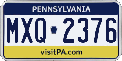 PA license plate MXQ2376