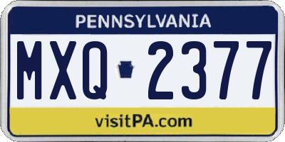 PA license plate MXQ2377