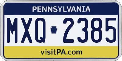 PA license plate MXQ2385